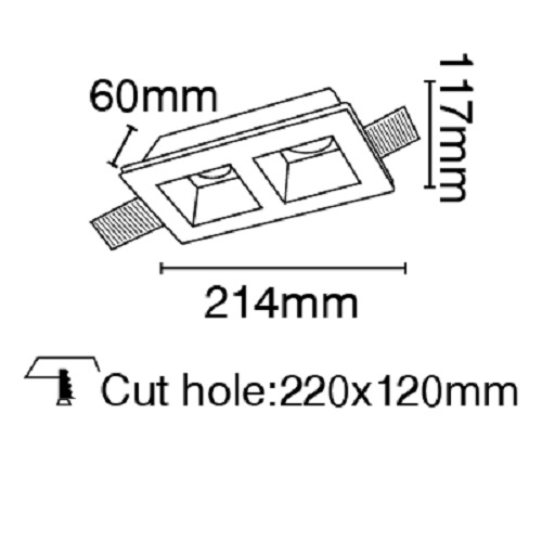 Χωνευτό γύψινο φωτιστικό ορθογώνιο διπλό βαθύ GU10 VK/09006 - second view